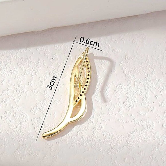 Gold Zircon Ear Climber - Picture 5 of 5